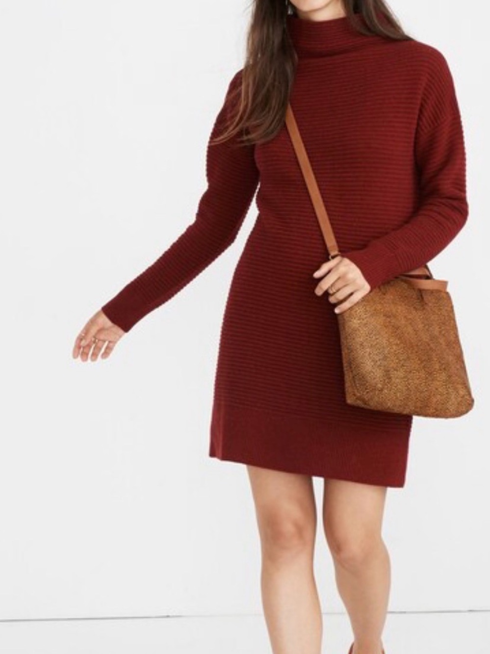 Madewell 100% Merino Wool “Skyscraper Sweater Dress” M Burgundy // Perfect Cond